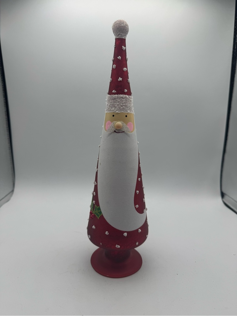 Pier 1 Glass Santa Light-Up LED with Timer 12" Tabletop Decor